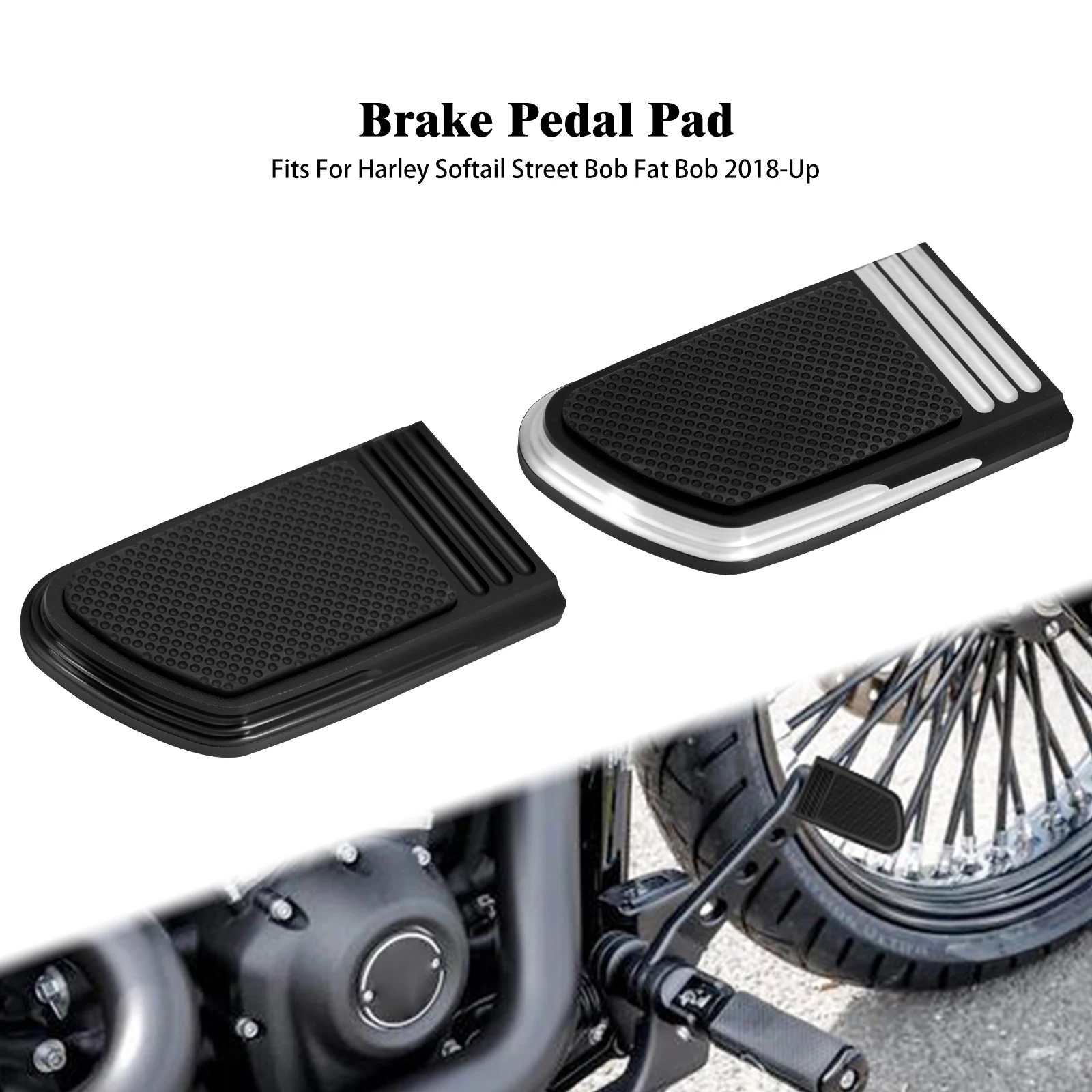 

Motorcycle CNC Brake Pedal Pad Cover Black Footrest For Harley Softail Fat Bob FXDF Street Bob FXFB FXFBS 2018-2021 2022 2023