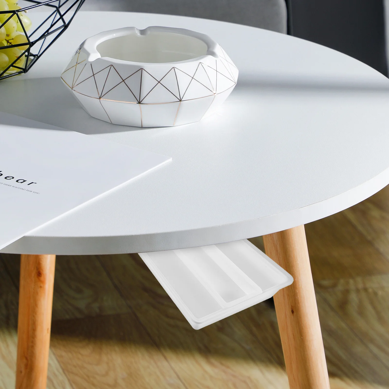 

1Set Under Desk Storage Box Adhesive Hidden Drawer Organizer Plastic Sundries Container Stationery Organizer Storage Case