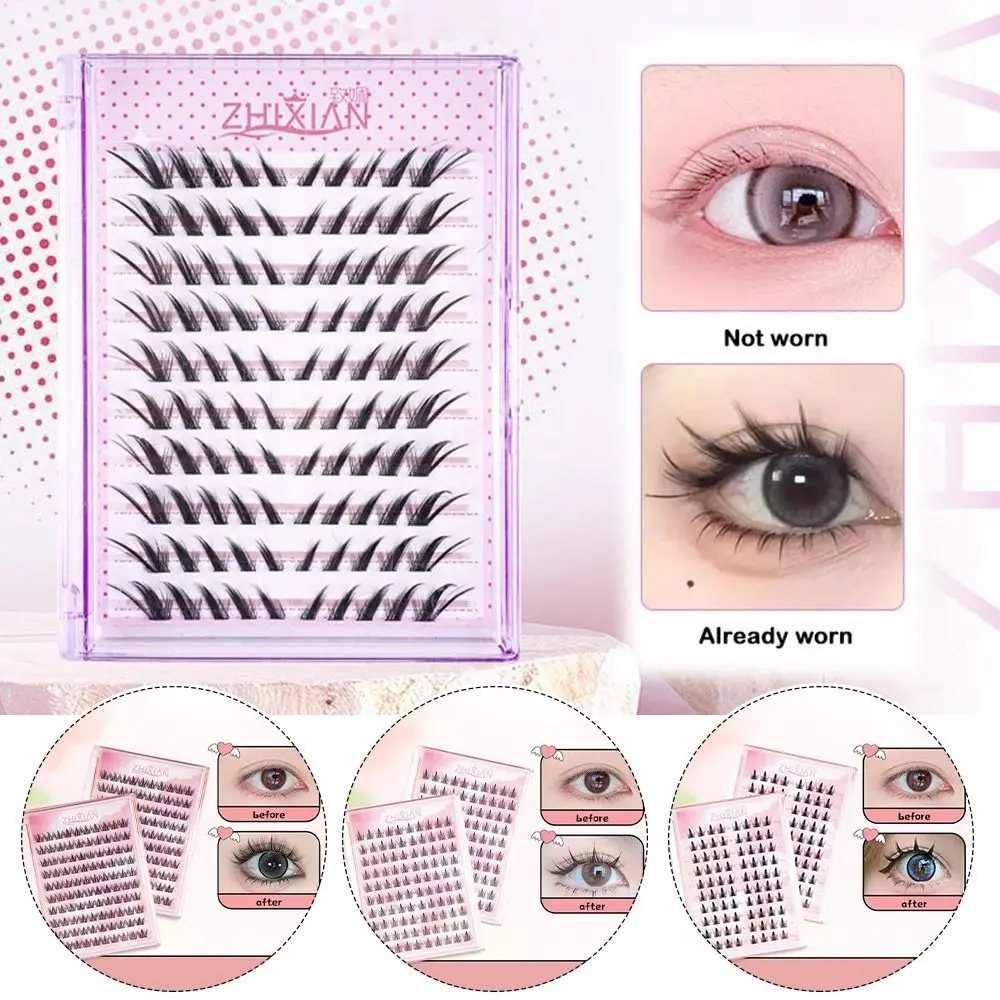 Bonito com tiras de cola mangá cílios anime cosplay cola livre 3d cílios postiços feitos à mão diy gato elf cílios fontes de festa