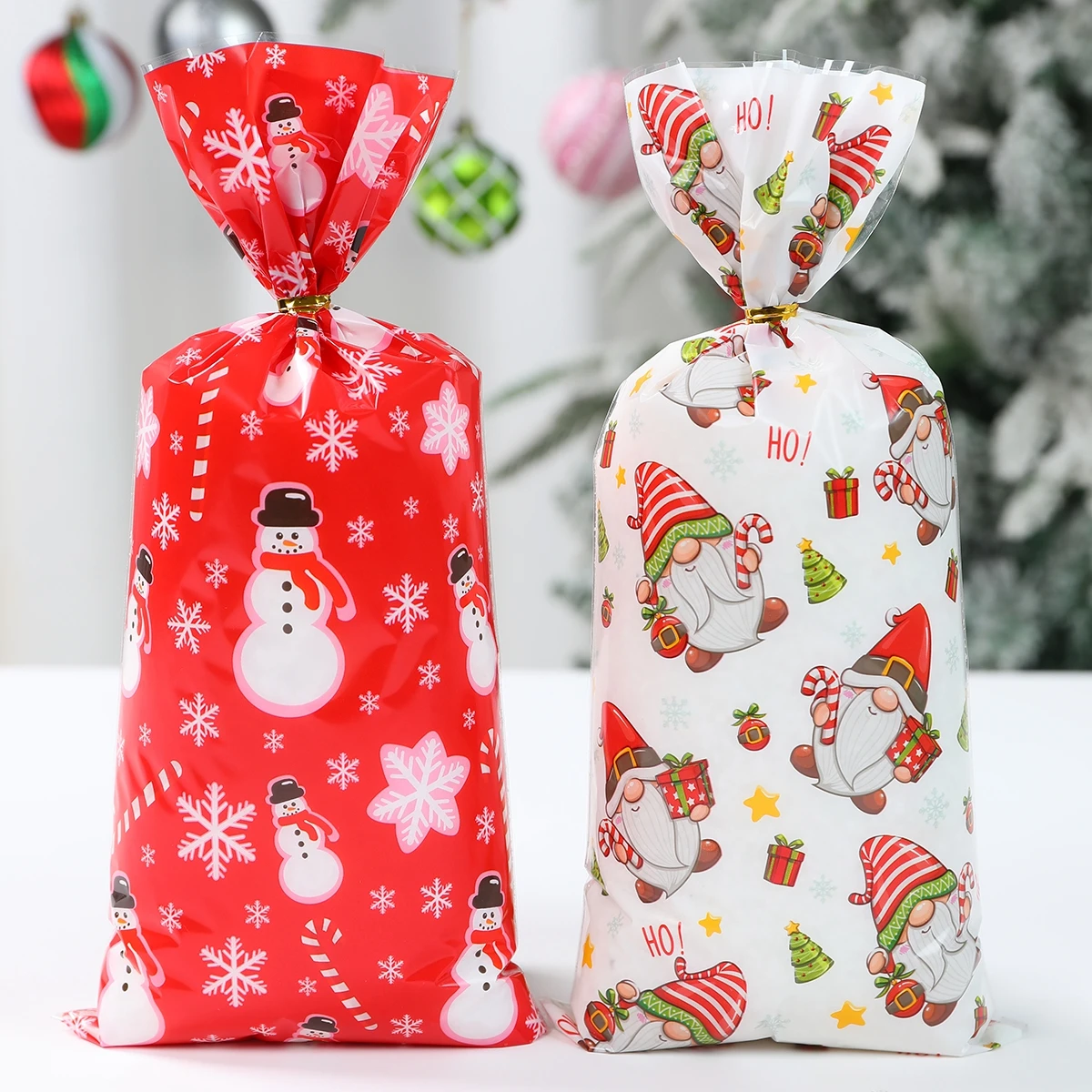 25/50/100pcs Christmas Candy Bags Merry Christmas Cookie Package Christmas Decor 2024 Gift Bag for Home Xmas New Year Gifts 2025