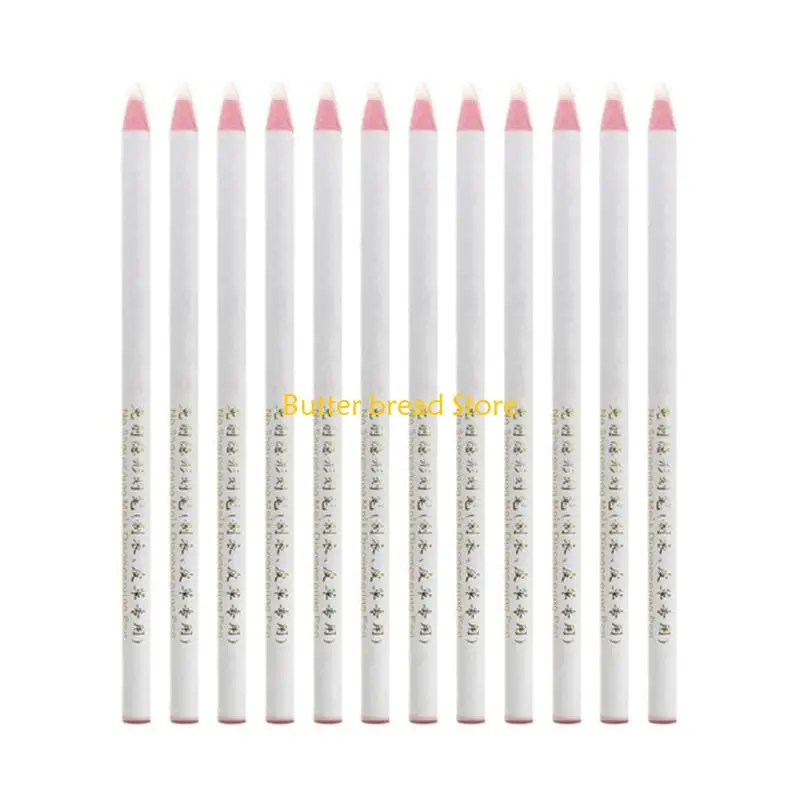 W89C 12 Pieces Sewing Pencil No Sharpening White Fabric Marking Pencils Tailor Pencil