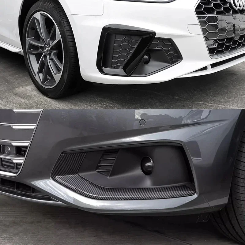 For Audi A4 S4 B9 2020 2021 2022 2023 2024 Piano Black Car Front Bumper Fog Light Frame Decoration Cover Exterior Accessories