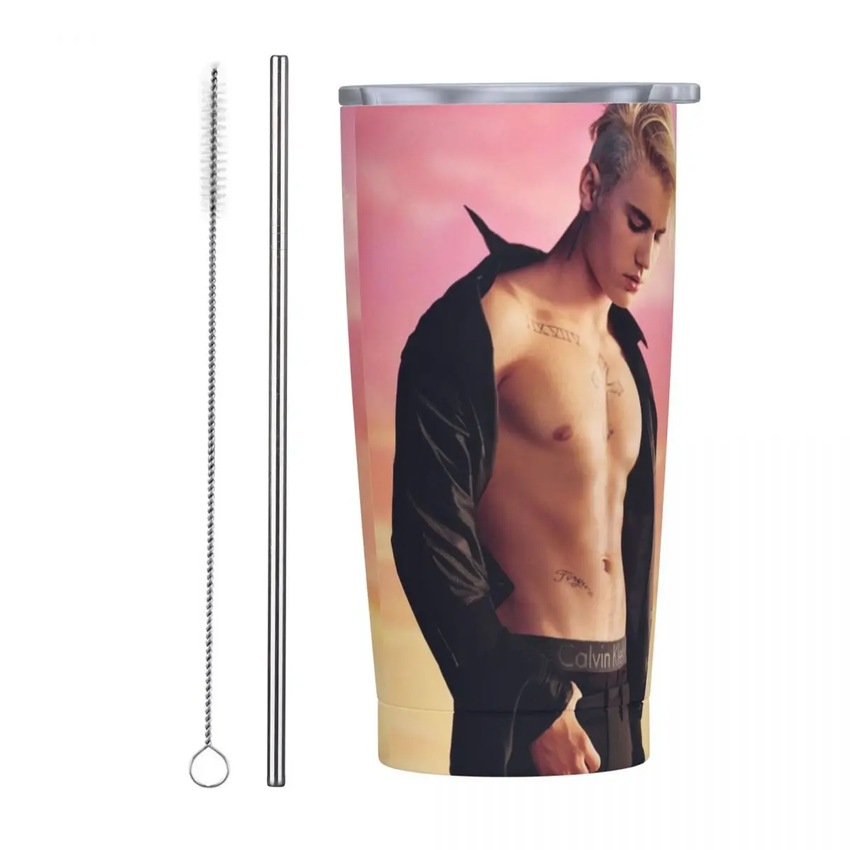 J-Justin Biebers Stainless Steel Tumbler Singer Car Mugs Large Coffee Mug Heat Preservation Cold Drink Milk Tea Water Bottle