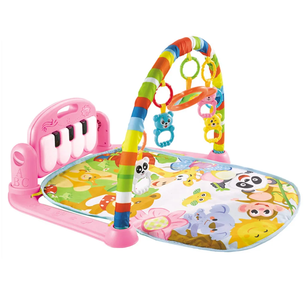 Baby Playmat Kick and Play Piano Gym with Music LED Lights Hanging Toys Mirror Musical Activity Center Baby Tummy Time Play Mat