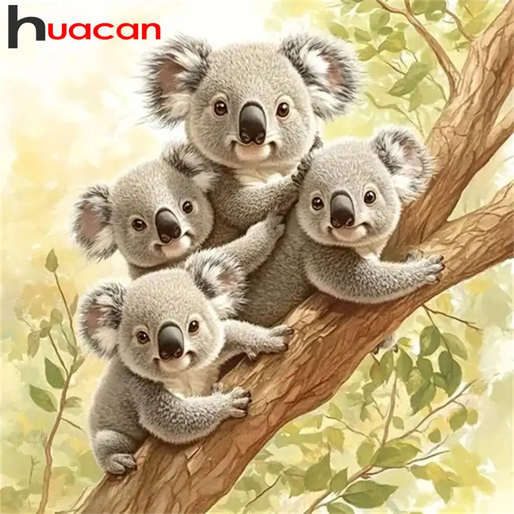 Huacan New Diamond Painting Animal Koala 5D Diy Full Square Round Drill Mosaic Art Rhinestone Pictures