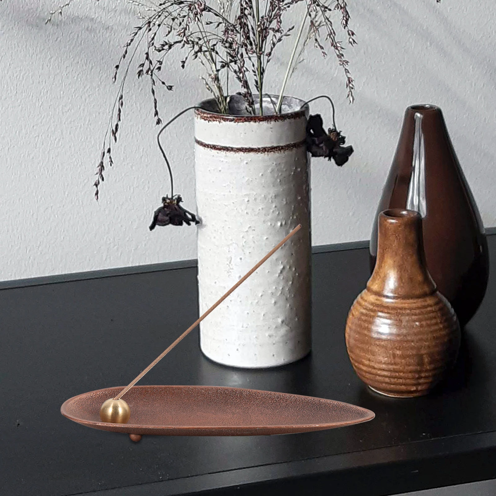 

2Pcs Alloy Incense Holder Stick Burner Home Decor Meditation Aromatherapy Tray Incense Stick Holder Ornament Decorative Censer