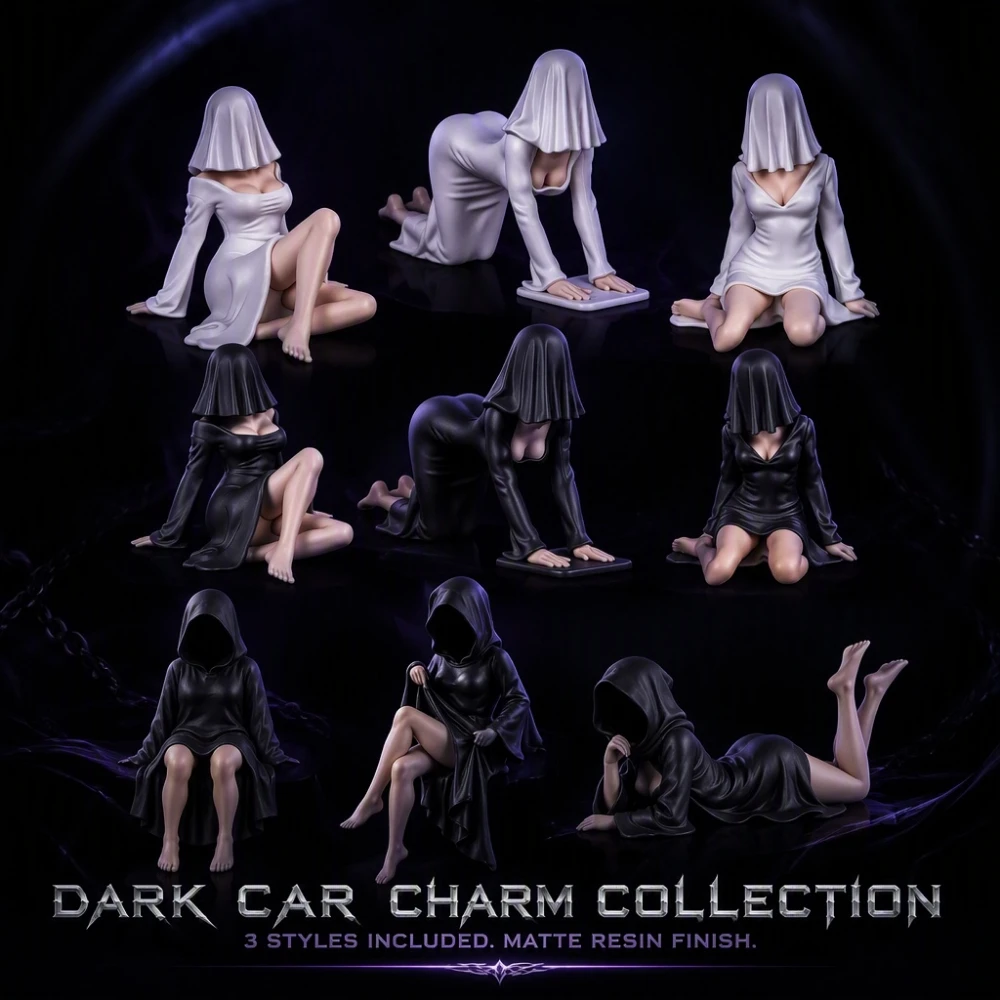 Dark Sexy Ghost Bride & Cloaked Ghost Queen Car Dashboard Ornaments - Resin Multi-Pose Interior Decor,Creative Gifts