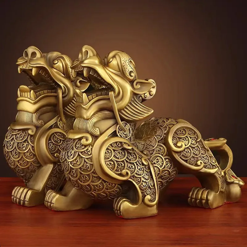 

Pair of Copper Pixiu Ornaments Copper Pixiu Pi Xiu Home Living Room Shop Office Large Pixiu Opening Gift
