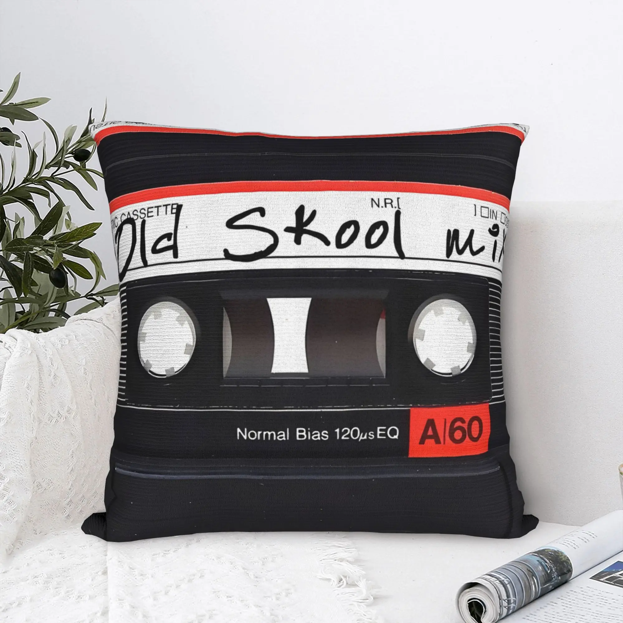 80s Vinyl Records & Cassette Tape Retro Music Throw Pillowcase - Cushion Cover for Sofa Home Decor
