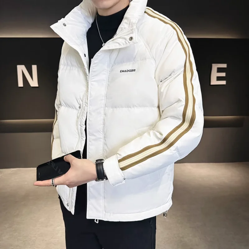 

2024 Winter White Duck Down Jacket Casual Fashion Loose Thick Warm Large Size S-5xl Splicing Trend Stand Collar Winter Men Wear