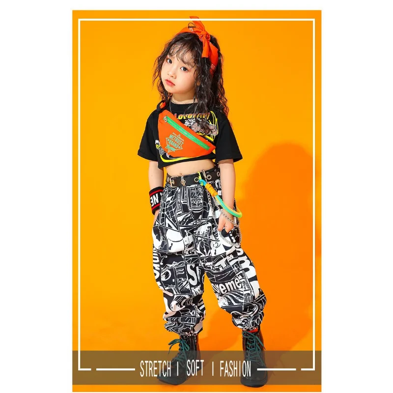 Kid Casual T Shirt Top Sport Jogger Pants Hip Hop Clothing Clothes for Girls Boys Dance Costume Ballroom Dancing Streetwear