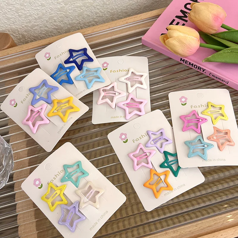 UXSL Cute Colorful Stars Hair Clips Bangs Clip For Woman Girls Sweet Hairpins Hair Decorate Barrettes Kids Hair Accessories New