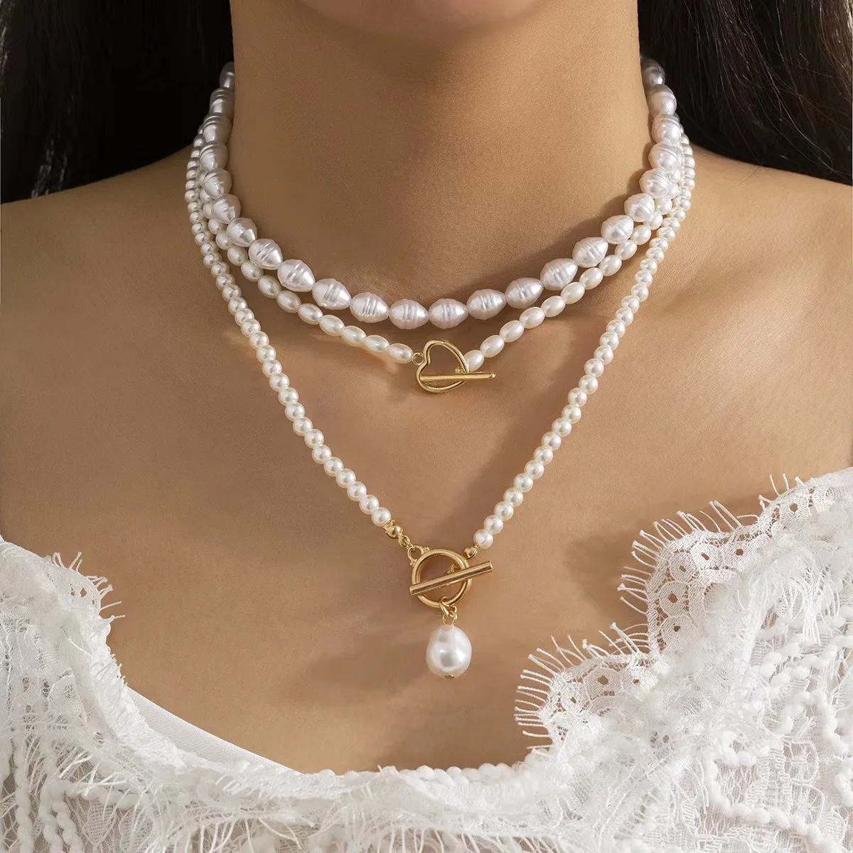 Jewelry for Women 2026 Baroque Irregular-shaped Creative Irregular Chain Collarbone Tassel Pendant Couples Luxury Pearl Necklace