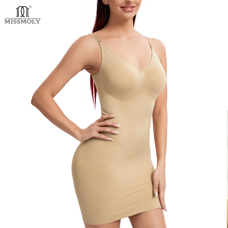 Seamless Full Slip Shapewear Women Sexy Deep V Neck Tummy Control Underdress Shaper Waist Trainer Breast Support Dress Corsets