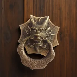 Vintage Brass Dragon Knocker Wood Villa Courtyard Gate Furniture Handles Bronze Door Knocker Home Decoration