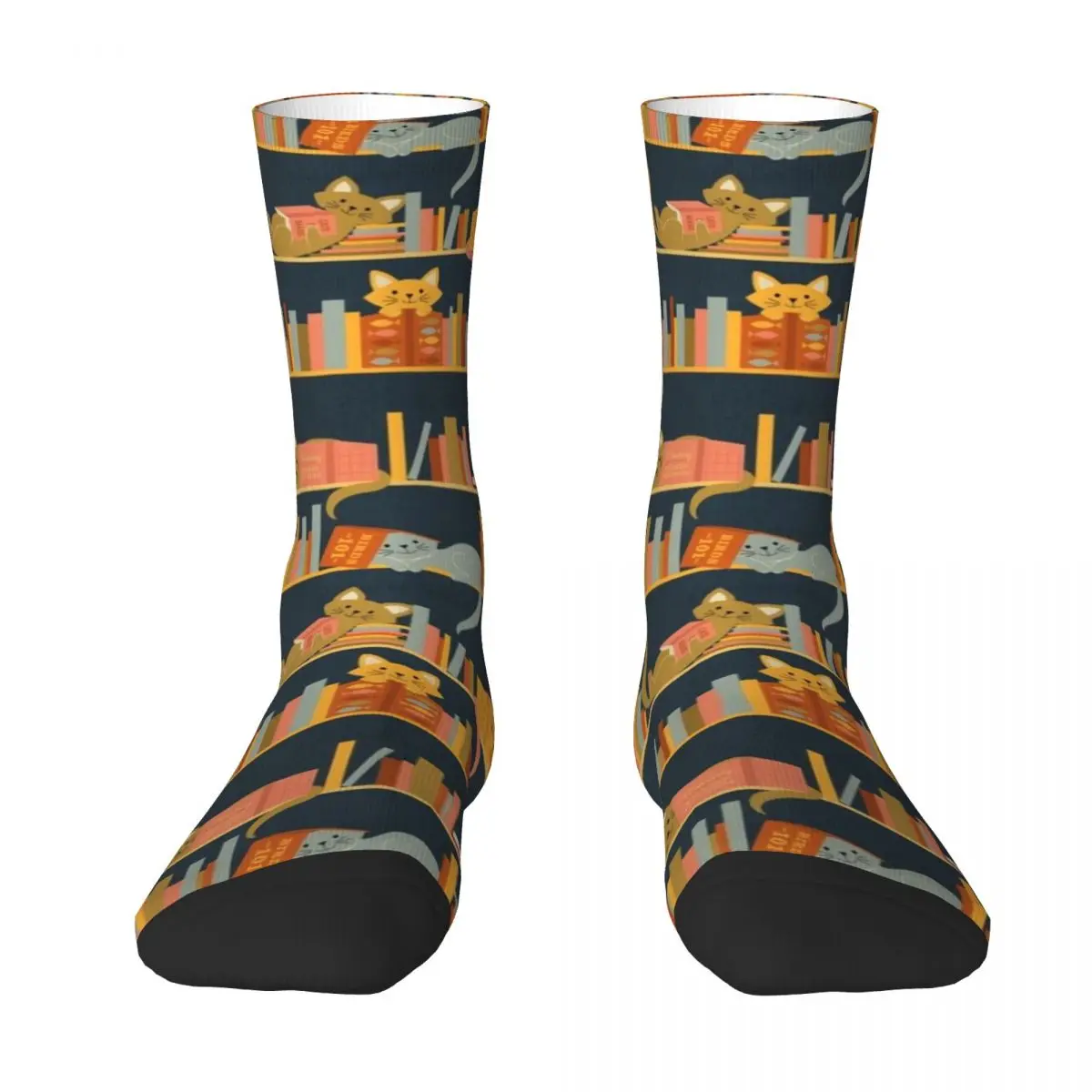 

Cozy Cats and Books Socks basketball essential soccer anti-slip gym Socks Women's Men's