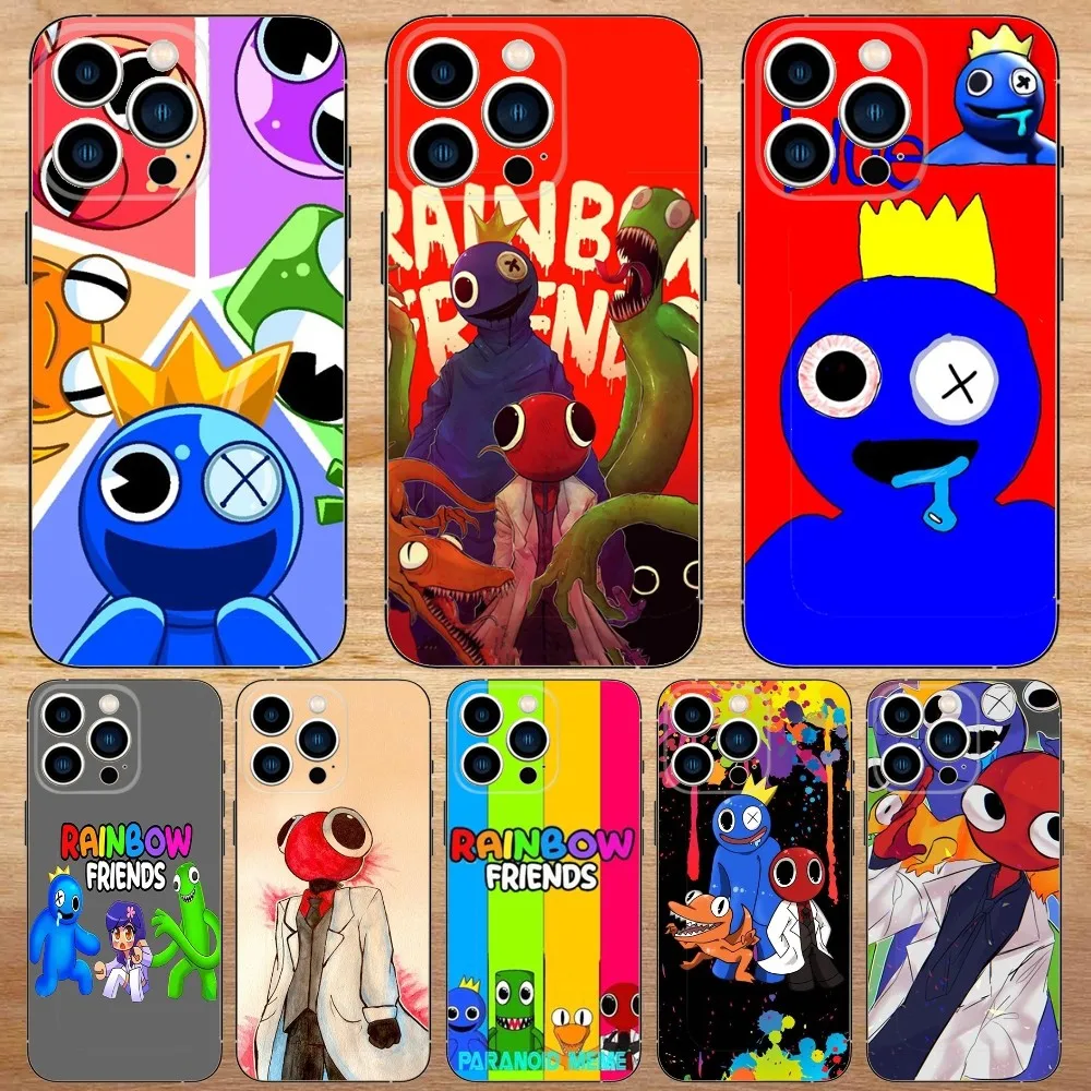 Rainbow Friends Toy Cartoon Phone Case For iPhone15,14,13,12,11,Pro,Max,Plus,Mini,X,XS,XR,8,7,6,S,Plus,SE Soft Black Case