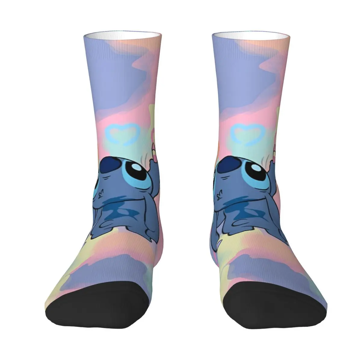 

Funny Cute Lilo And Stitch Sports Socks Polyester Middle Tube Socks for Women Men Breathable
