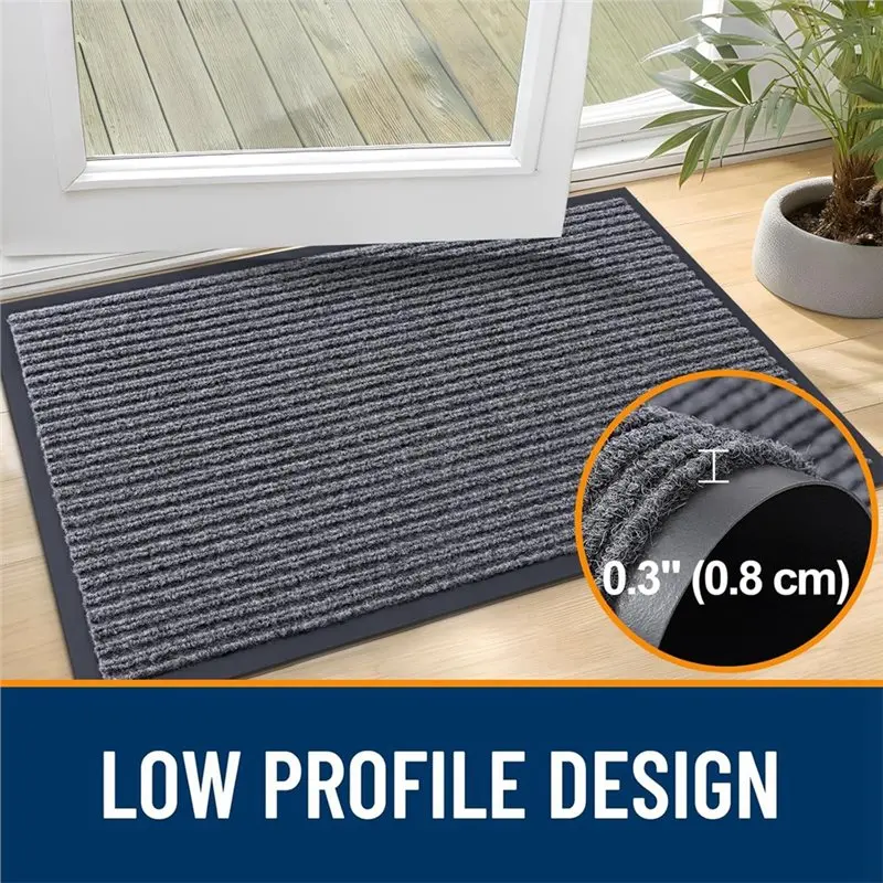 Fade Resistant Indoor Outdoor Front Door Mat Waterproof Heavy Duty Entrance Doormat Low Profile,Easy Clean