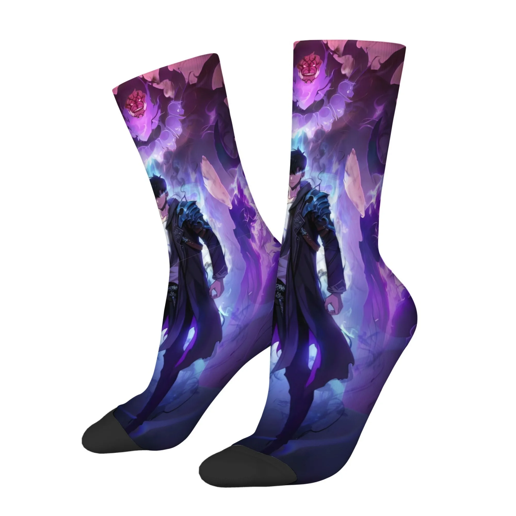 Cartoon Shadow Style King Print Men's Socks Demon Image Cool and Stylish Warm Fashionable Breathable and Comfortable Socks
