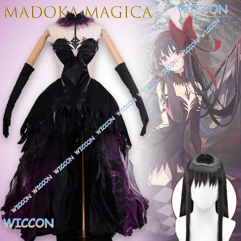 Youko/Mad okaMa gica Akemi Homura Cosplay Costume diable forme transcendante robe de combat Cosplay uniformes de combat perruque chaussettes