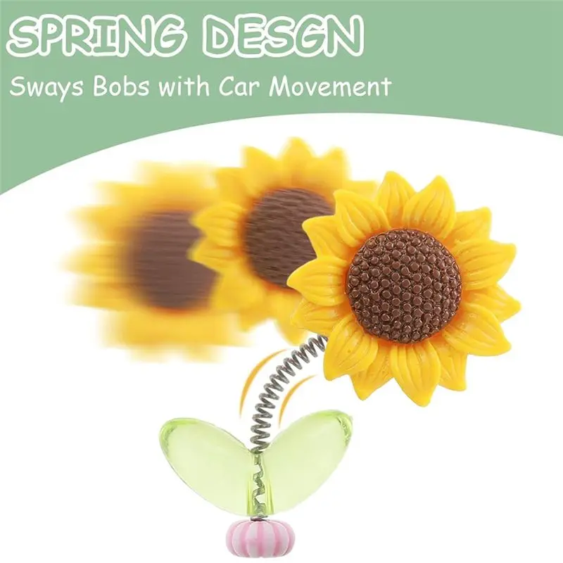 A82U-4Pcs Car Dashboard Sunflower Ornament Head Shaking Dancing Sunflower Cartoon Ornament Car Interior Cute Flower Ornament