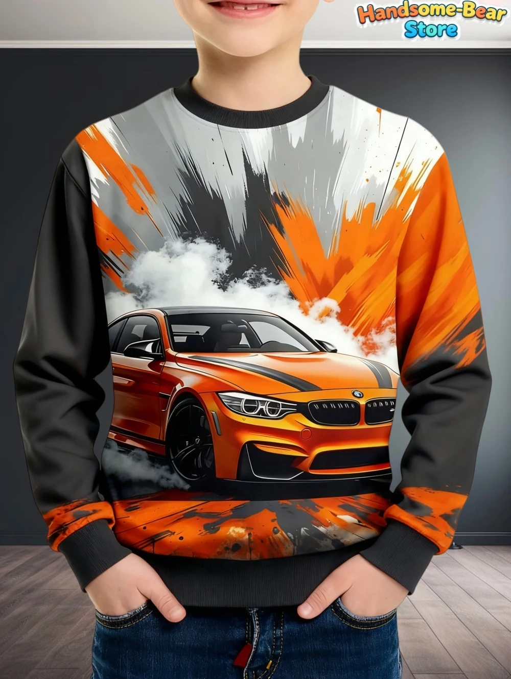 Kinder Kleidung Jungen Sweatshirt Langarm Stilvolle Auto Racing Grafik Kinder Hoodies Herbst Casual Streetwear Lose Jungen Kleidung