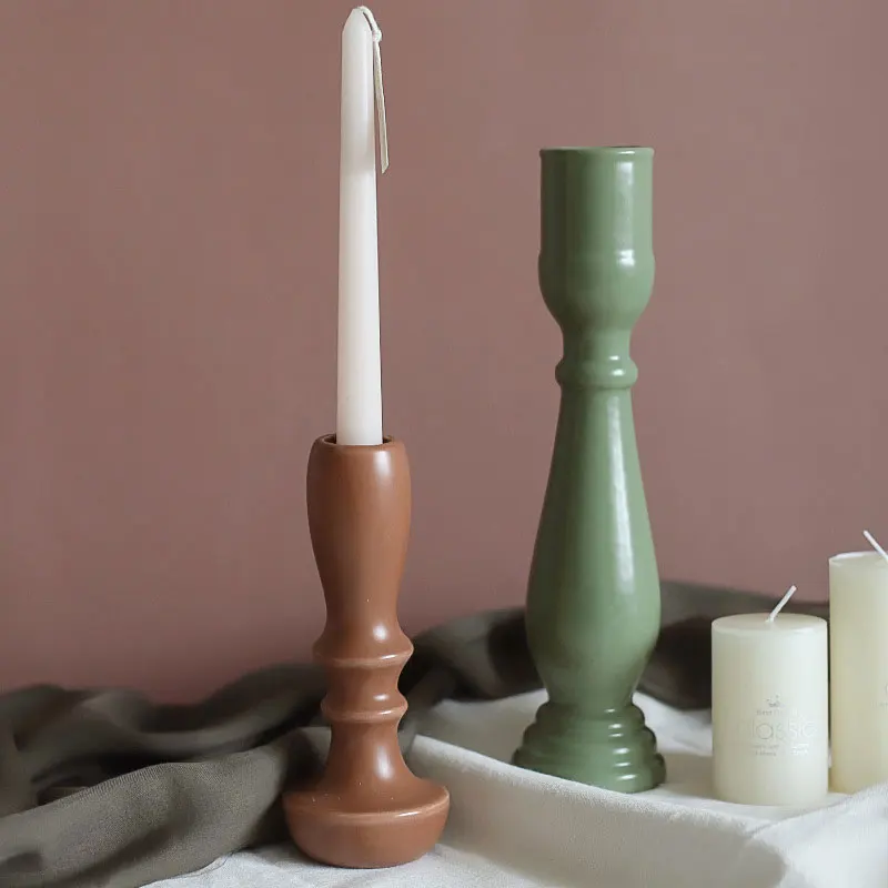 Ins Style Ceramic Candlestick Creative Ceramic Vase Candle Holder Decor Living Room Home Homestay Decorations Simple Pure Color