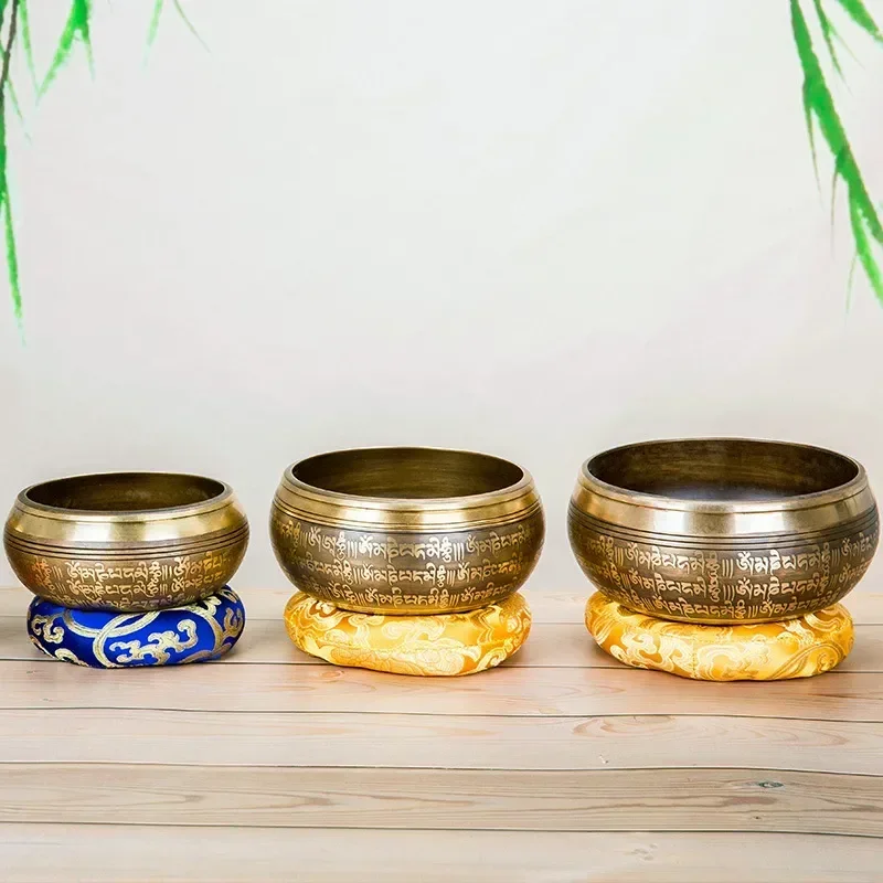 Himalayan Hand Hammered Chakra Yoga Tibetan Singing Bowl Mat Meditation Religion Faith Buddhist Supplies Home Decor 5 Sizes