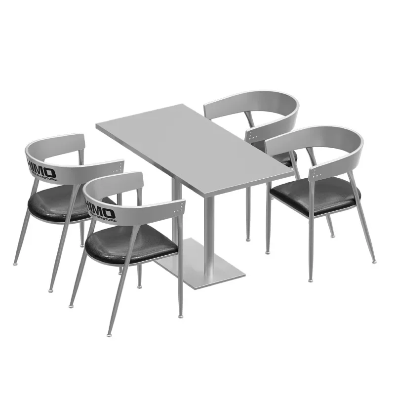 

Industrial style stainless steel dining table and chair combination, music bar booth sofa