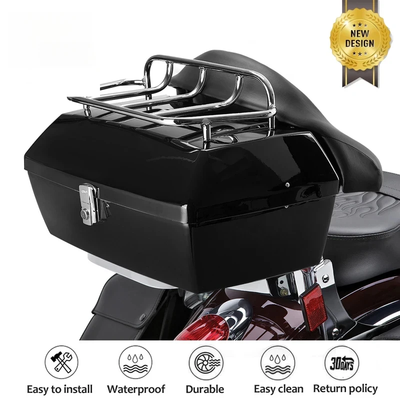 48L  Motorcycle Trunk Rear Storage Box Tail Lage Trunk Toolbox/Backrest Pad Scooter Motorbike