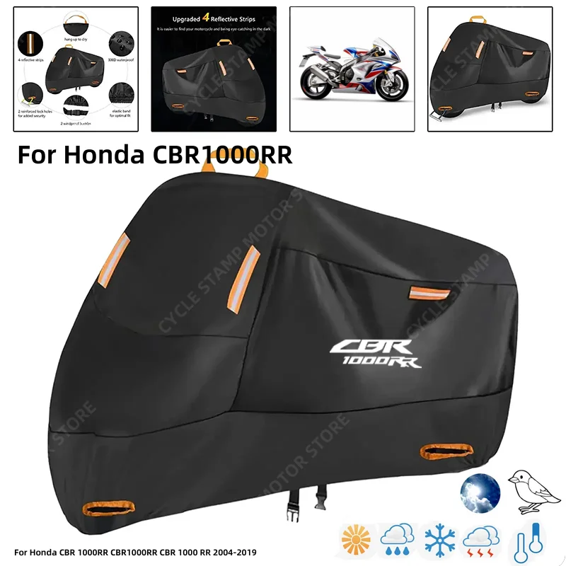 

Waterproof Motorcycle Cover For Honda CBR 1000RR CBR1000RR CBR 1000 RR Outdoor Protection Against Rain Dust Debris Weather 210D