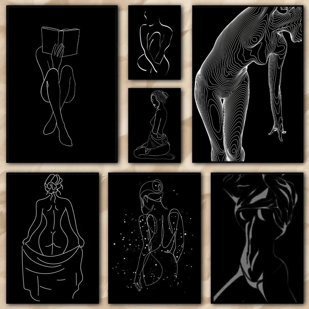 Woman Undressing Painting Calligraphy HD Print Free Mural Art Photos for Living Room Home Wall Decor Canvas Poster