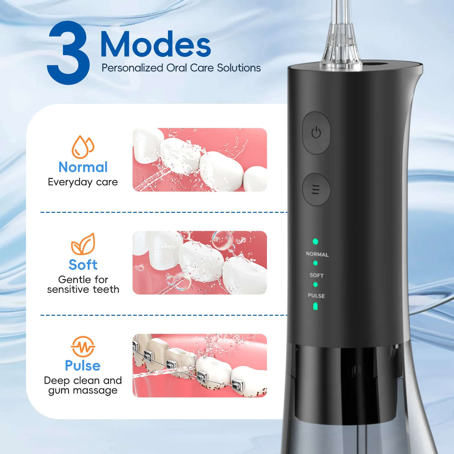 Irrigador Oral Mornwell F29, irrigador Dental de 3 modos, chorro de agua para dientes, recargable, portátil, 180ML, limpiador de dientes con tanque de agua