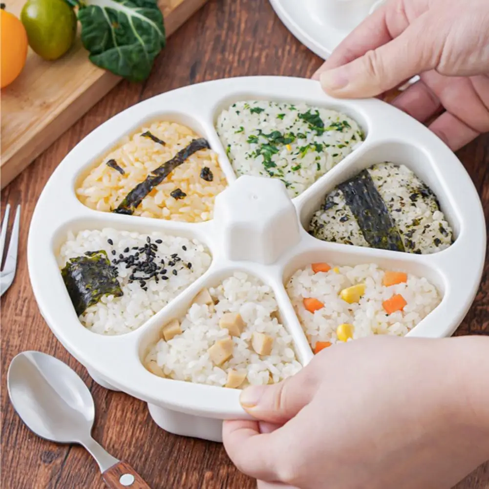 

Onigiri Maker 6 Grids Japanese Onigiri Maker Press Non-sticky DIY Plastic Triangle Rice Ball Sushi Making Tool Mold Bento Tools