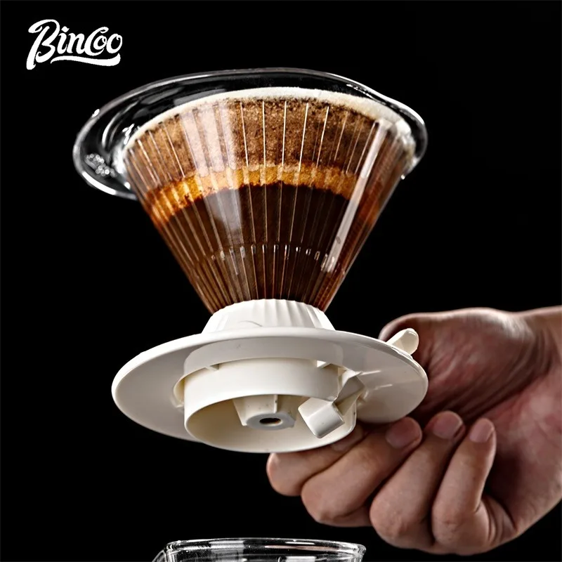 BINCOO Smart Pour Over Coffee Set Glass Hand Brew Coffee Filter Cup with Base and Stirrer Home Barista Coffee Tools