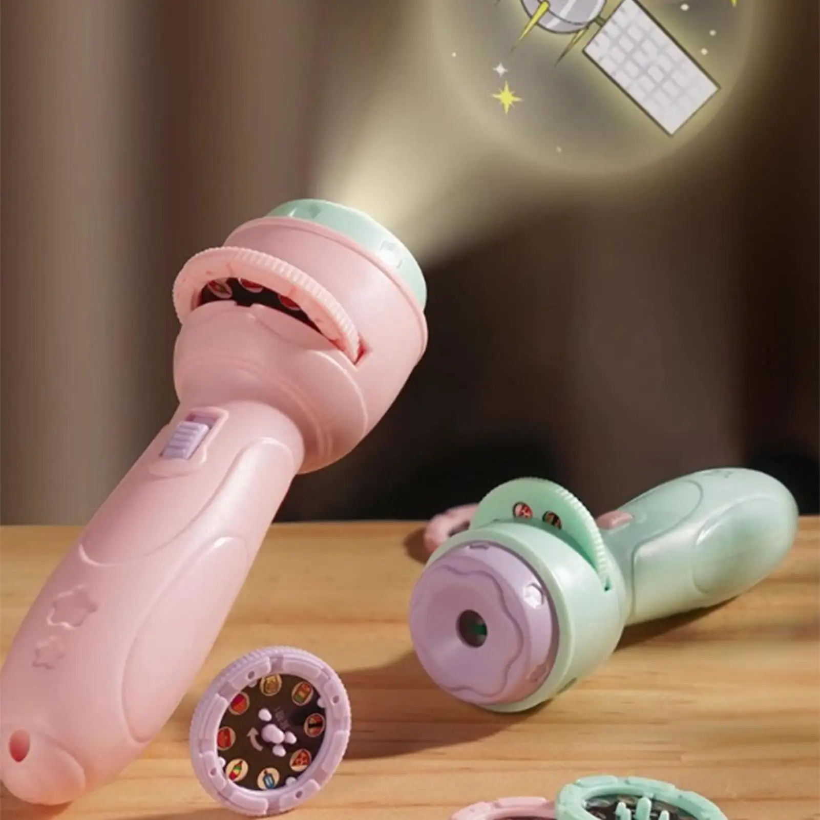 Projector Flashlight Early Education Educational Development Toy Children Enlightenment Luminous Toy Cartoon Pattern Projector