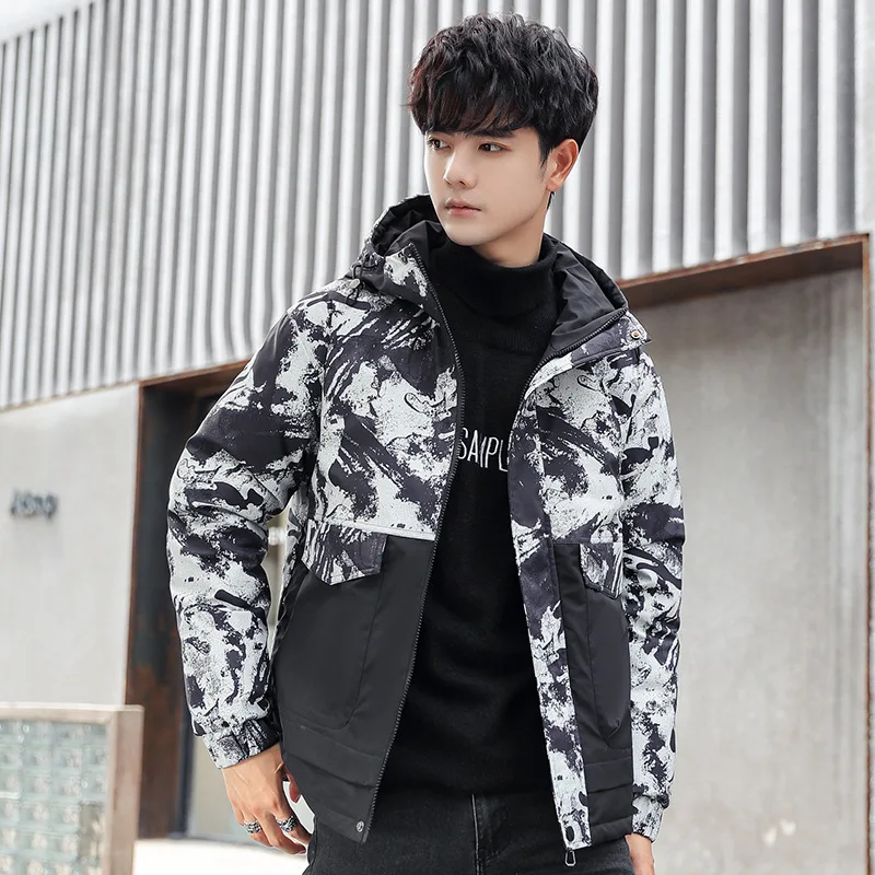 Warm and Thick Coat for Autumn Winter and Spring Handsome Short Style Student Down Jacket for Men