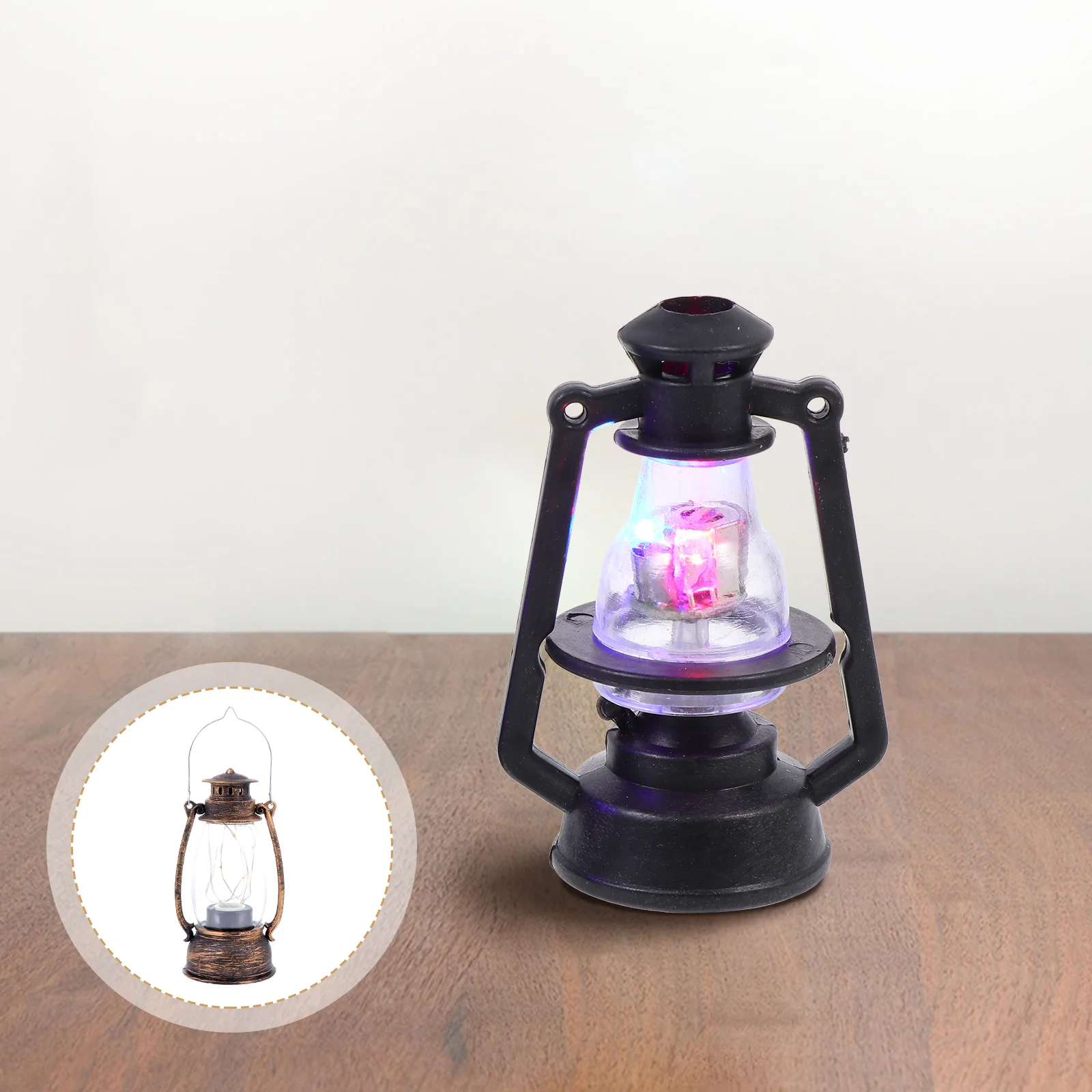 2 Pcs Simulation Kerosene Lamp Mold Living Room Decoration Mini Model Miniature Lantern Models Plastic Home Prop