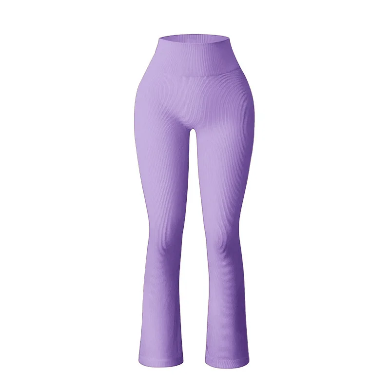 New Flared Leggings Women Thread Slim Leggings Gym Workout  Yoga Fitness Seamless High Waist Hip Liftting  Stretchy Gym Pants