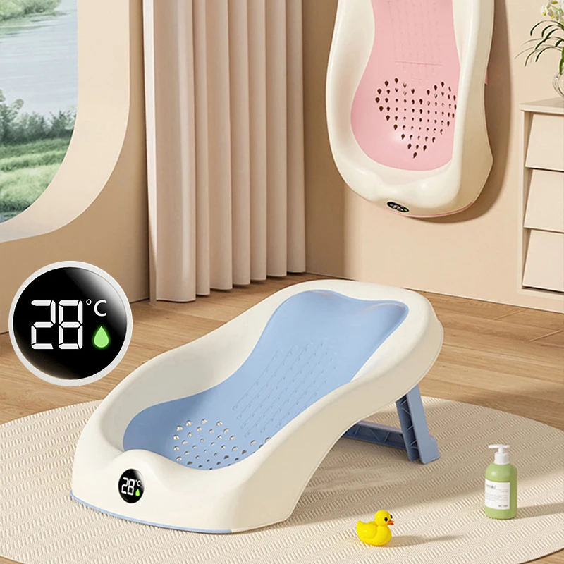 Temperature Sensing Baby Bathing Bed Non Slip Folding Portable Newborn Bathtub Baby Care Infant Bath Tube Baby Shower Item