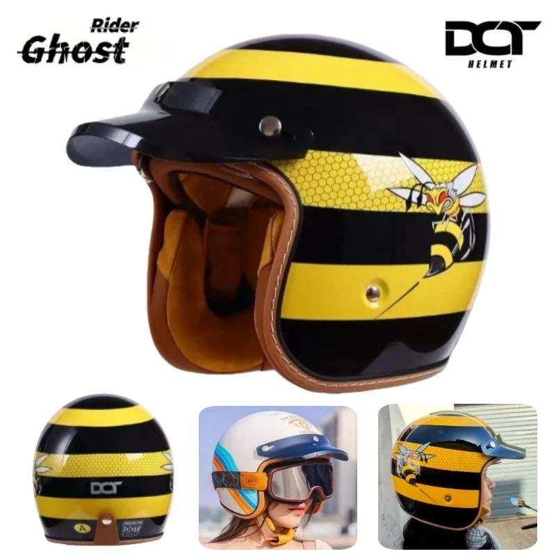 

Women and Mens' Classical Carbon Fiber Motorcycle 3/4 Helmet Adults Moto Electric Scooter Open Face Helmet Racing Helmet