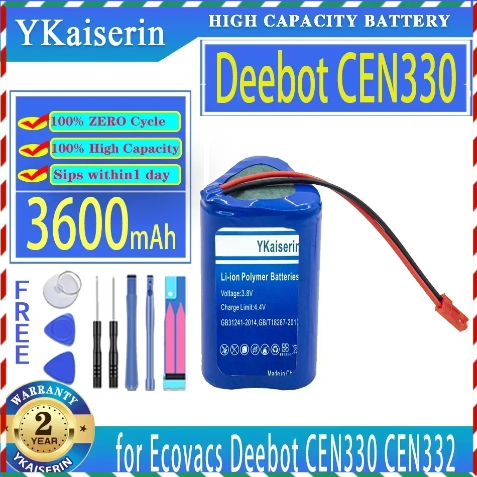 

YKaiserin 3600mAh Replacement Battery for Ecovacs Deebot Deepoo CEN330 CEN332 Vacuum Robot Digital Batteries