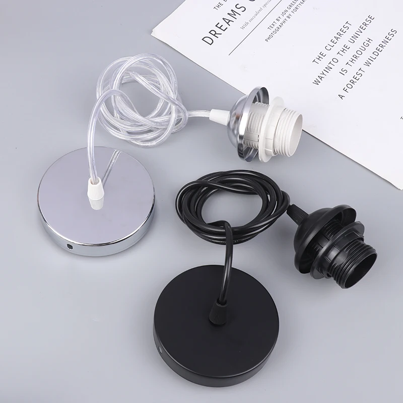 Home Retro E27 Hanging Lamp Holder With 1m/1.5m Hanging Wire Ceiling Lamp Holder Socket Lamp Base For Hanging Pendant Lights