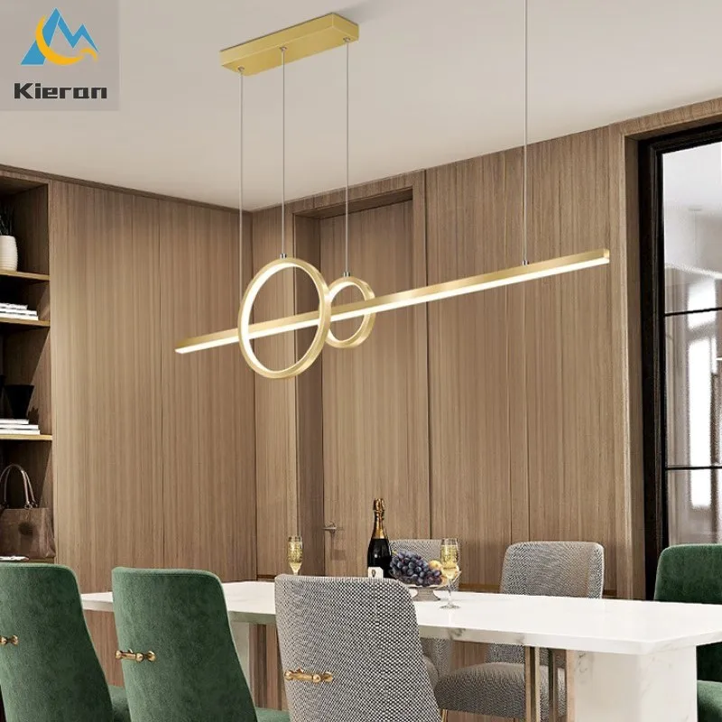 Nordic Modern Minimalist Bright Acrylic LED Chandelier Dining Room Bedroom Pendant Lights Rust-proof Wrought Strip Pendant Lamps