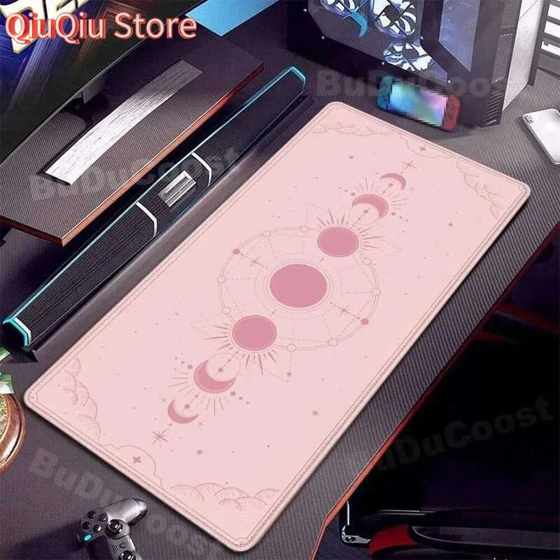 

XXL коврик для компьютерного стола, розовая художественная клавиатура, коврик для мыши Moon Space, коврик для ноутбука, настольный коврик 900x400 мм, резиновый противоскользящий мягкий коврик для настольной мыши