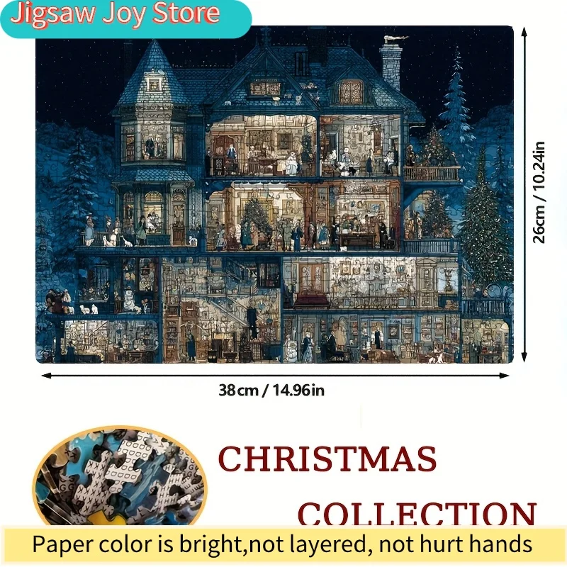 1 Box  Mini Paper Puzzles for Adults: "Fantasy Christmas Castle" for party Games & Activities, Perfect Birthday/Christmas/Hall