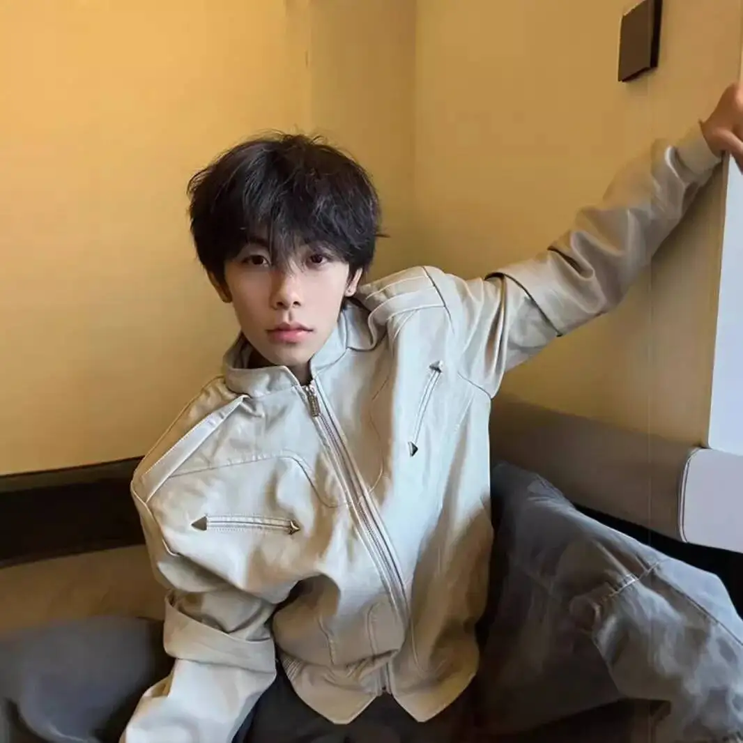 سترة قصيرة كلاسيكية للرجال 2026 ربيع ملابس خارجية جلدية رائعة للخريف والشتاء معطف سترة للدراجات النارية للرجال #5