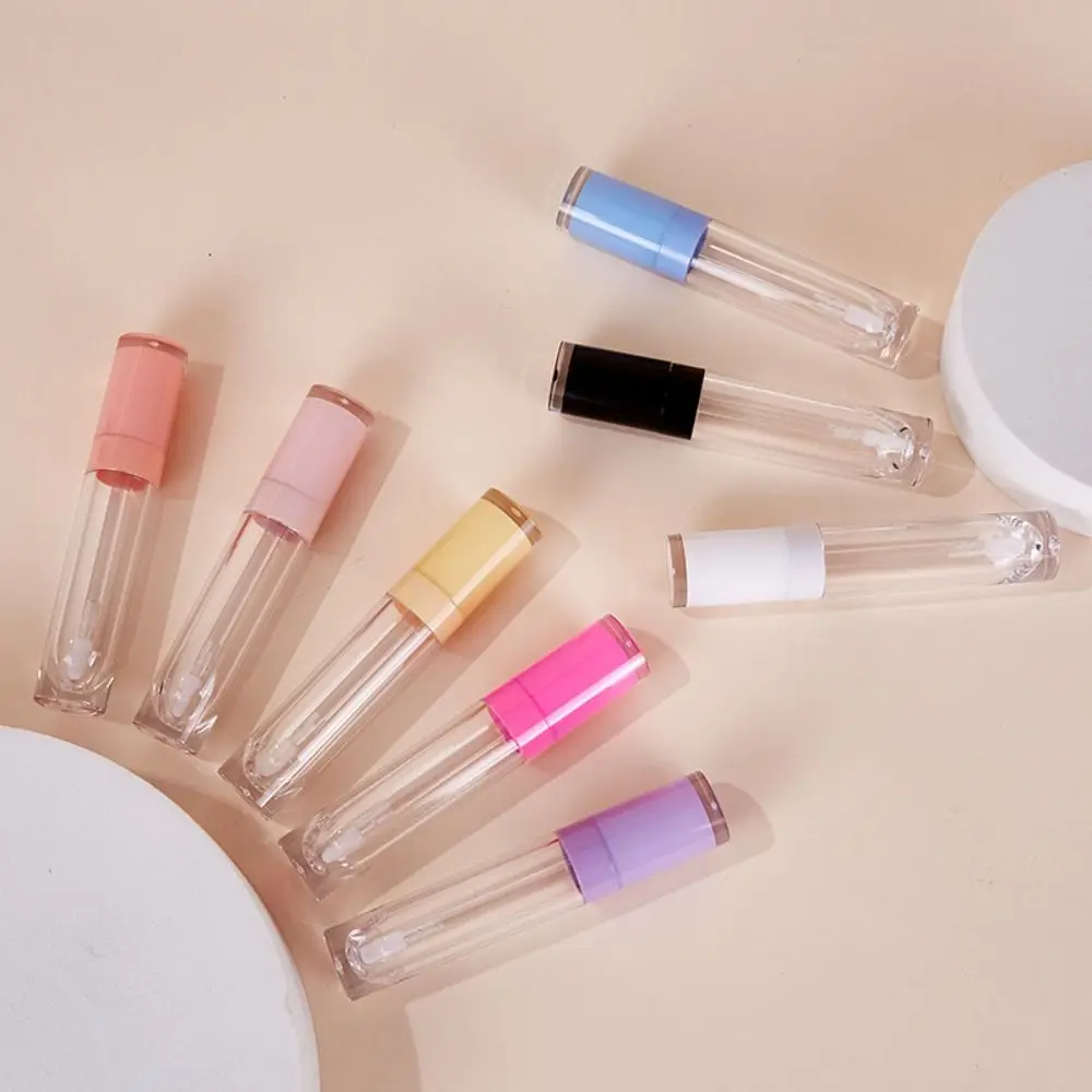 ABS Colorful Lip Gloss Tube With Brush Empty Sample Storage Lip Glaze Container 8 ML Refillable Cosmetic Container Makeup Tool