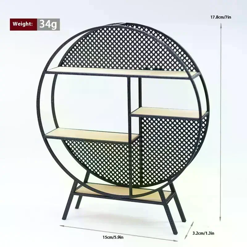 Estante de almacenamiento redondo de estilo chino en miniatura para casa de muñecas, modelo de muebles, accesorios para decoración de casa de muñecas, juguetes para juego de imitación, regalo, 1:12
